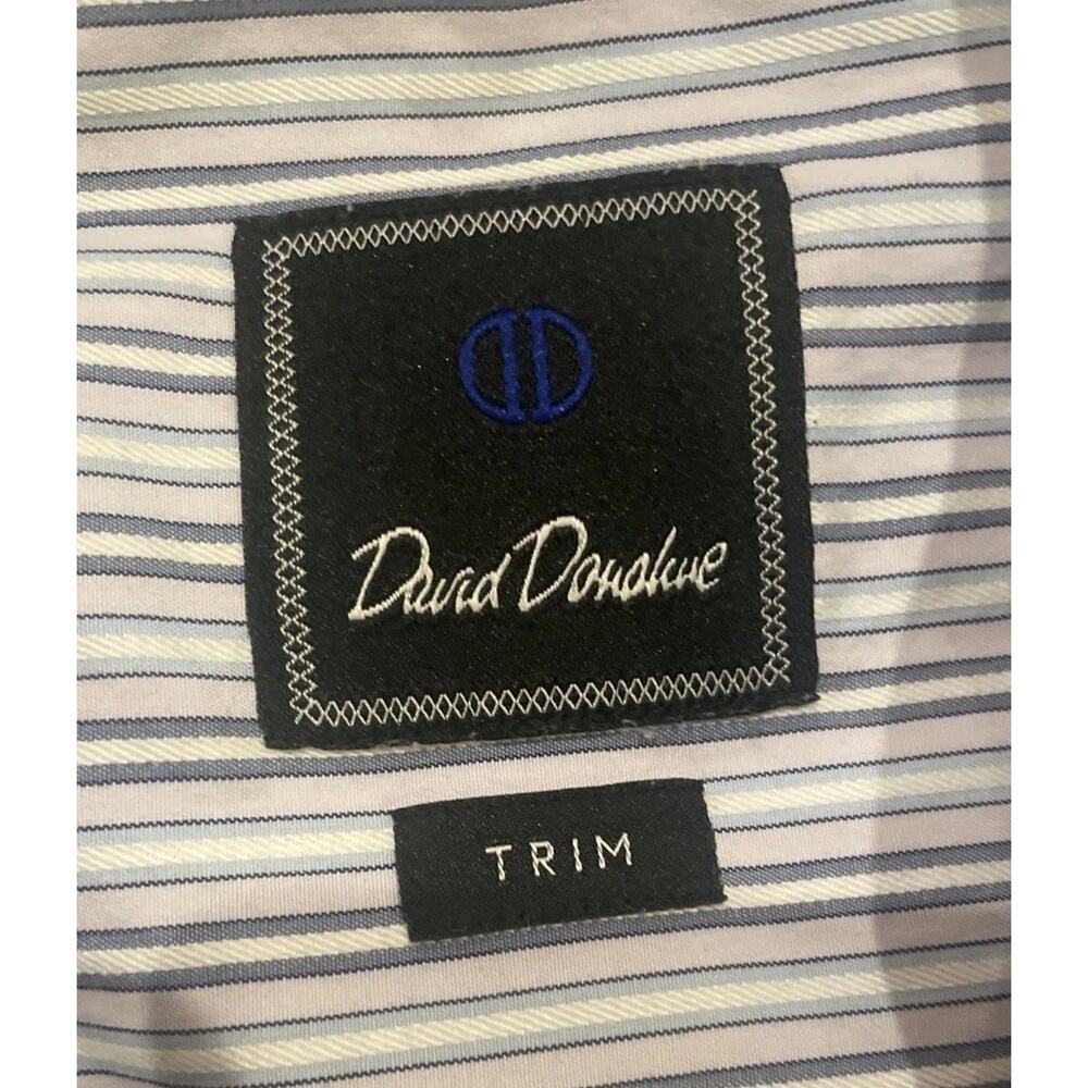 David Donahue 15 32/33 Mens Button Down Long Sleeve Blue Purple Stripe